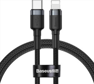 Baseus+Cafule+Braided+USB+3.0+Cable+USB-C+male+-+Lightning+Black1m+%28CATLKLF-G1%29