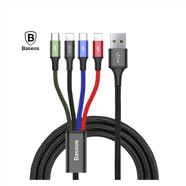 Baseus Rapid Braided USB to 2x Lightning / Type-C / micro USB Cable 1.2m (CA1T4-A01)