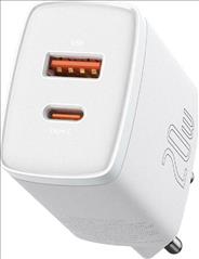 Baseus Wall Charger USB-A & USB-C 20W Power Delivery / Quick Charge 3.0 White (CCXJ-B02)