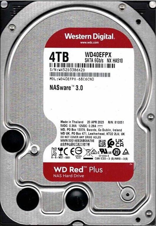 Western Digital Red Plus HDD 4TB 3.5" SATA III  (WD40EFPX)