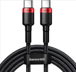 Baseus Cafule Braided USB 2.0 Cable USB-C to USB-C Black 1m (CATKLF-G91)